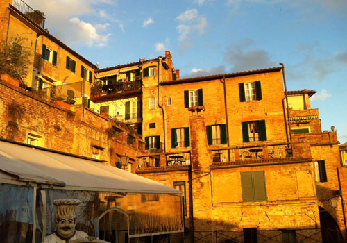 Lovely architecture in Siena at sunset